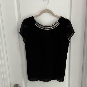Zara black blouse with beaded neckline